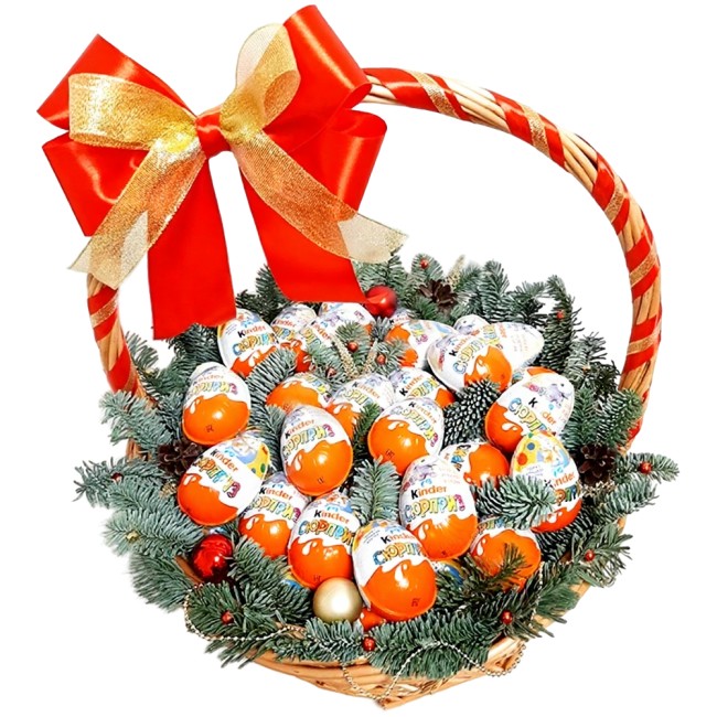 Букет цветов "Новогодняя корзина №8" Букет цветов "Новогодняя корзина №8"